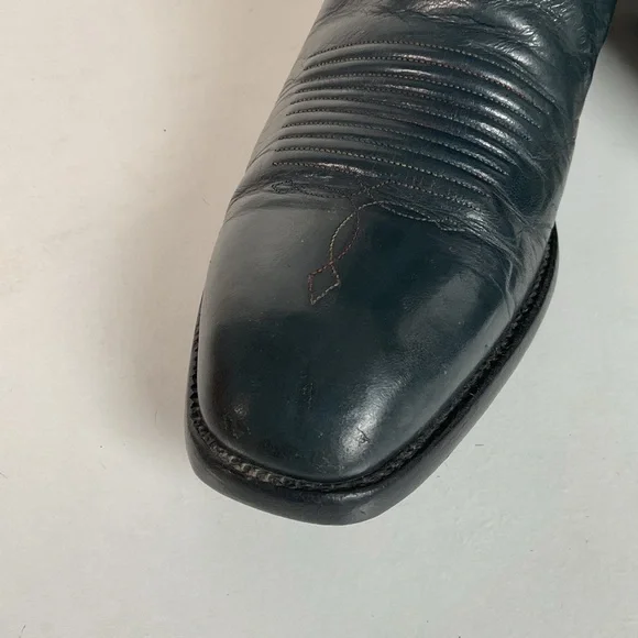 Vintage 1980s Lucchese San Antonio Navy Blue Cowboy Boots Men’s 9 B | Women’s 10 - Picture 9 of 16